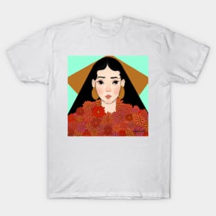 diosa de las margaritas rojas dibujo original T-Shirt